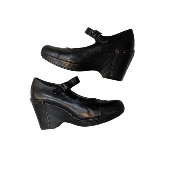 Dansko Fanny Wedge Maryjane Leather Studded Women Black Size 41 - Picture 3 of 8
